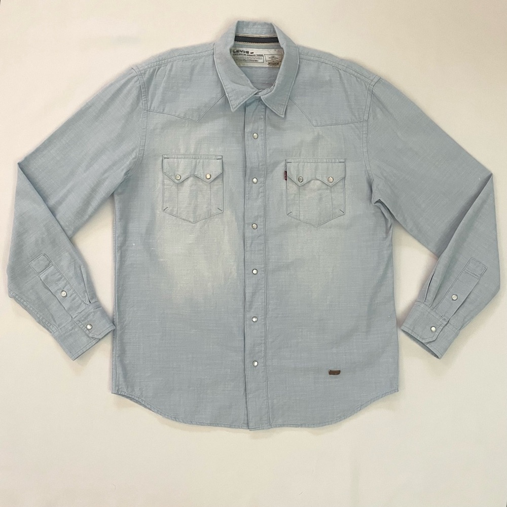 Levi’s Shirt Men’s Sawtooth Denim Western Chambray Pearl Snap